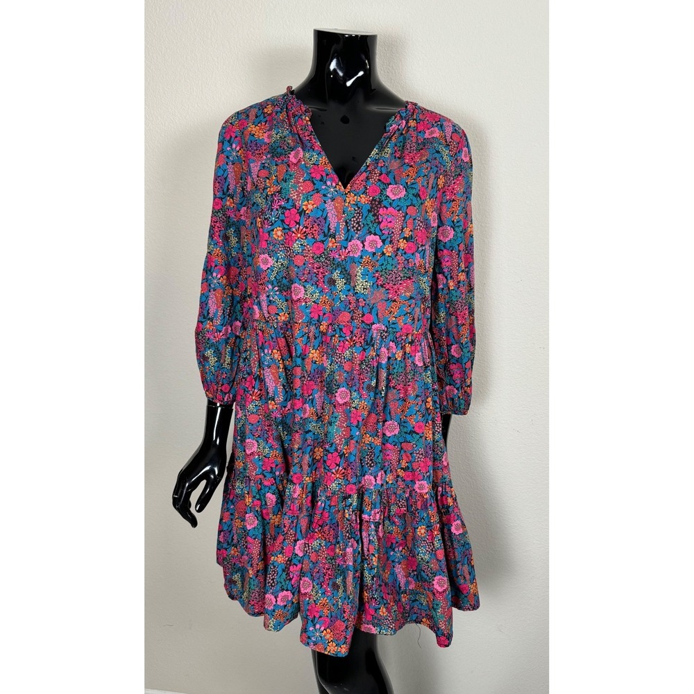J.Crew Liberty Fabrics Floral Mini Dress XS Ruffle Hem Long Sleeve 3204 - Picture 2 of 6